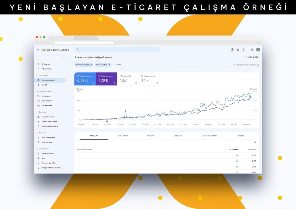 Google arama sonuçlarında üst sıralarda yer alan bir web sitesi örneği
